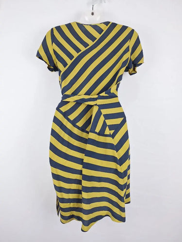 Gorman Elegant Bias Cut Silk Striped Midi Dress Size 8 by SwapUp-Online Second Hand Store-Online Thrift Store