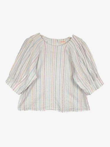 Gorman Shimmer Candy Stripe Puffy Blouse Size 12 by SwapUp-Online Second Hand Store-Online Thrift Store