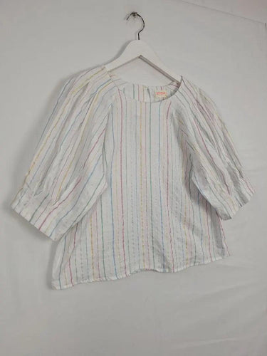 Gorman Shimmer Candy Stripe Puffy Blouse Size 12 by SwapUp-Online Second Hand Store-Online Thrift Store