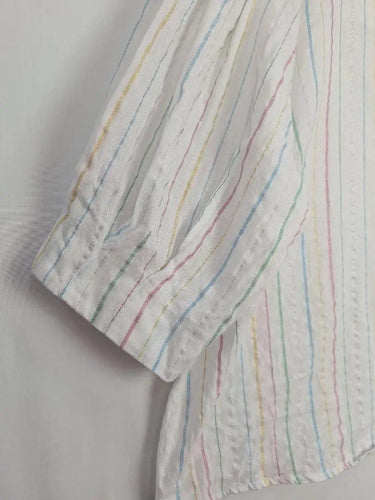 Gorman Shimmer Candy Stripe Puffy Blouse Size 12 by SwapUp-Online Second Hand Store-Online Thrift Store