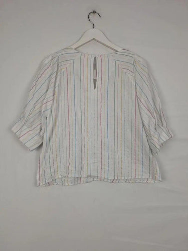 Gorman Shimmer Candy Stripe Puffy Blouse Size 12 by SwapUp-Online Second Hand Store-Online Thrift Store