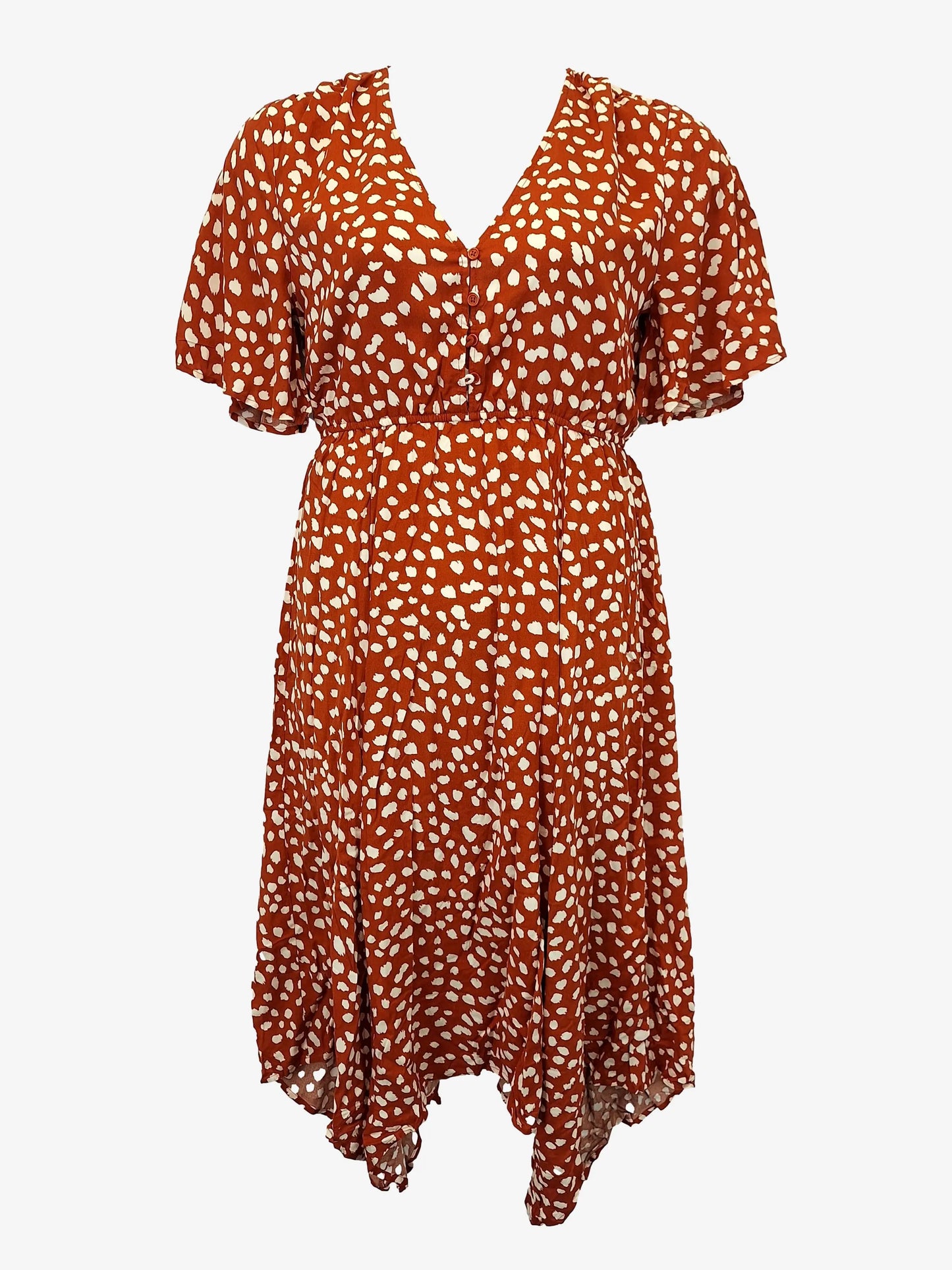 HQ Rust Spotted Summer Maxi Dress Size L by SwapUp-Online Second Hand Store-Online Thrift Store