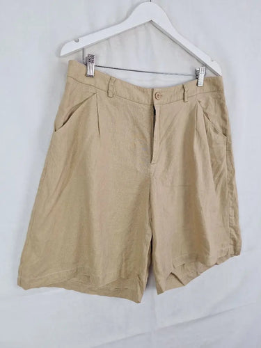 HUT Sand  Gathered Linen Burmuda Shorts Size 14 by SwapUp-Online Second Hand Store-Online Thrift Store