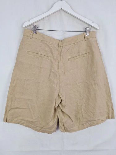 HUT Sand  Gathered Linen Burmuda Shorts Size 14 by SwapUp-Online Second Hand Store-Online Thrift Store