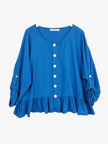Haven Cobalt Frilled Button Up Top Size OSFA by SwapUp-Online Second Hand Store-Online Thrift Store