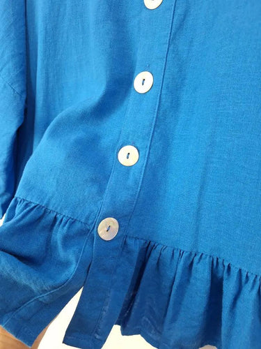 Haven Cobalt Frilled Button Up Top Size OSFA by SwapUp-Online Second Hand Store-Online Thrift Store