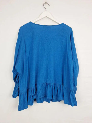 Haven Cobalt Frilled Button Up Top Size OSFA by SwapUp-Online Second Hand Store-Online Thrift Store