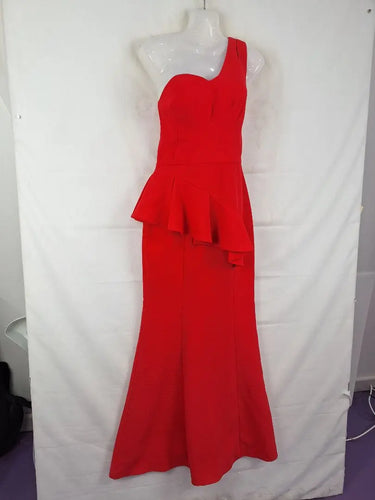 Honey & Beau Cherry One Shoulder Peplum Dress Size 8 by SwapUp-Online Second Hand Store-Online Thrift Store