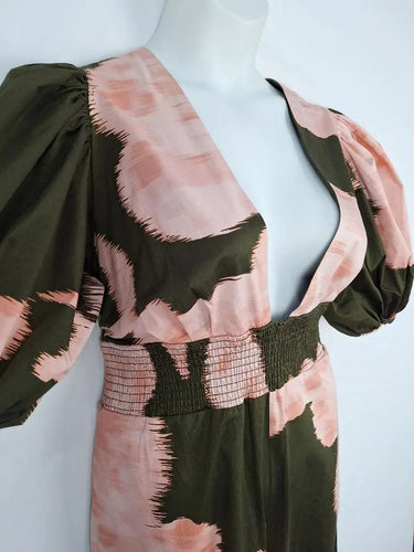 Hutch Pink & Khaki V Neck Jumpsuit Size XL by SwapUp-Online Second Hand Store-Online Thrift Store