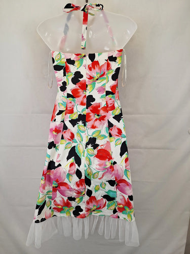 Intangible Parisian Spring Vibrant Floral Halter Dress Size 8 by SwapUp-Online Second Hand Store-Online Thrift Store