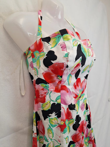 Intangible Parisian Spring Vibrant Floral Halter Dress Size 8 by SwapUp-Online Second Hand Store-Online Thrift Store