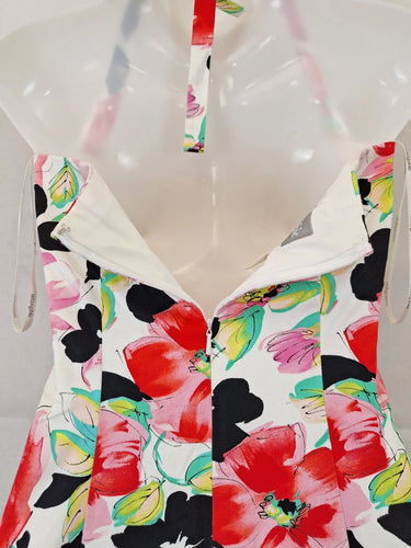 Intangible Parisian Spring Vibrant Floral Halter Dress Size 8 by SwapUp-Online Second Hand Store-Online Thrift Store