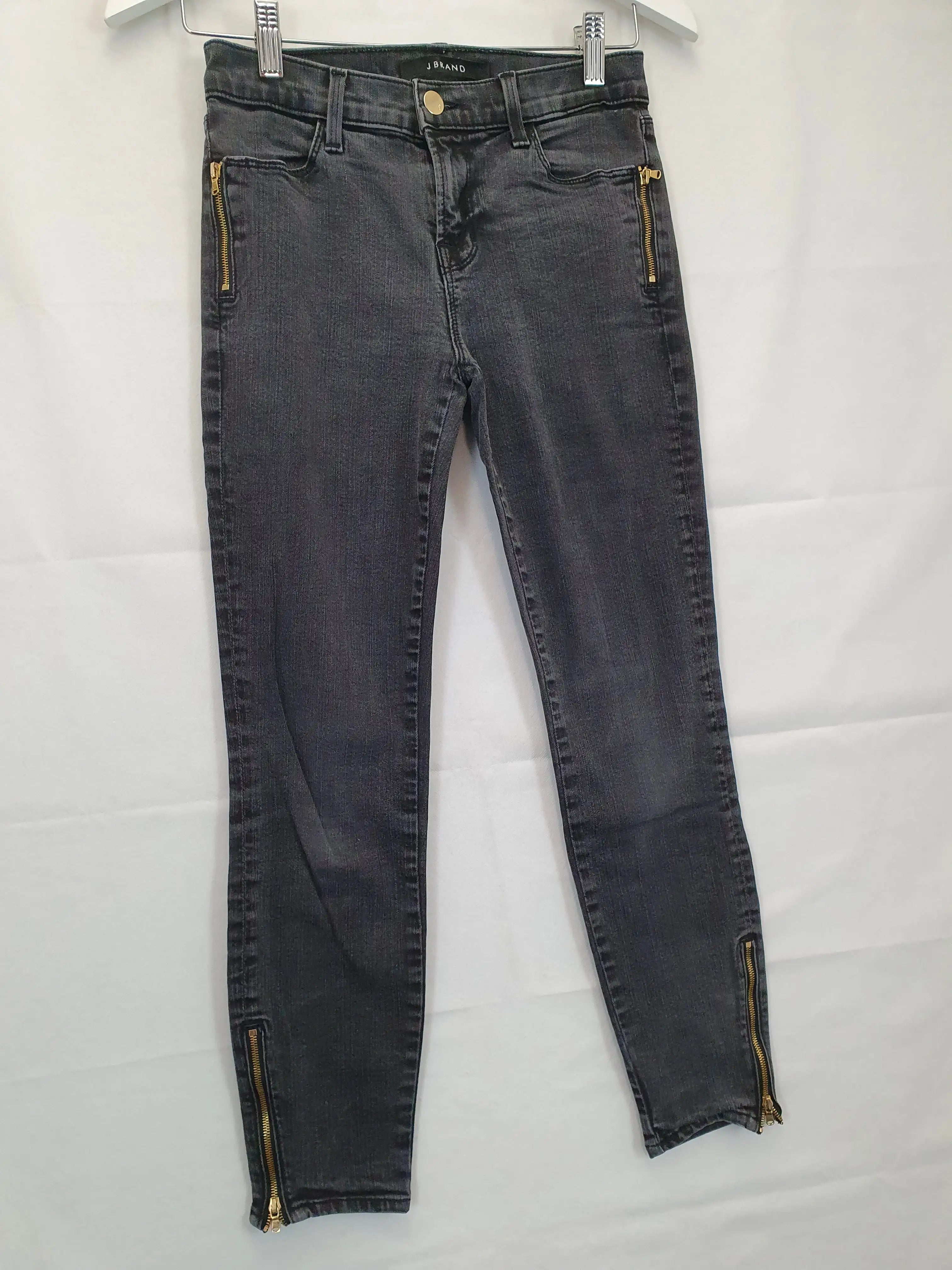 Black Shiny Denim William Rast Skinny Jeans With Ankle Zipper, 25 - Etsy