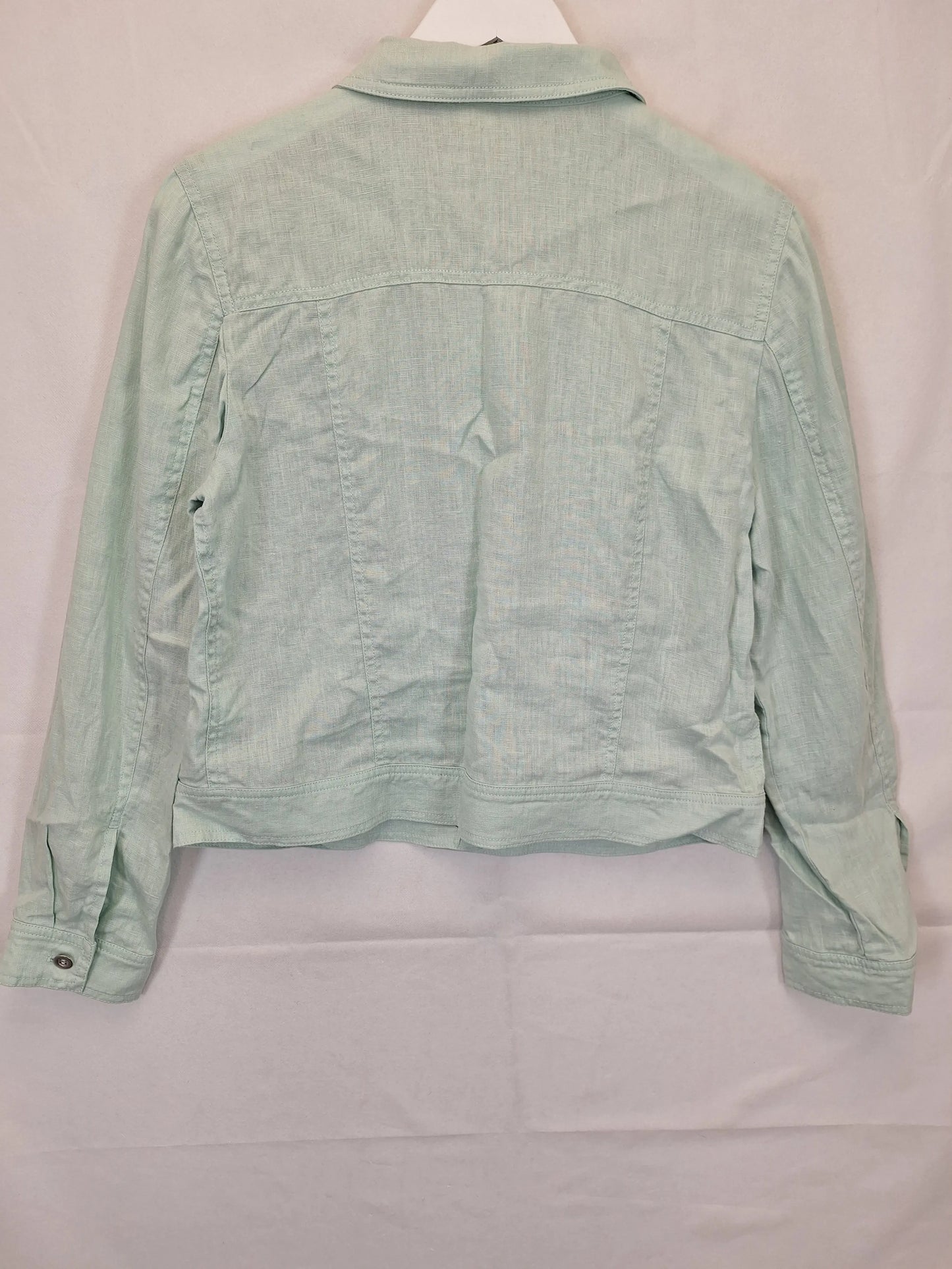 Jacqui E Beachy Blue Linen Shirt Jacket Size 12 by SwapUp-Online Second Hand Store-Online Thrift Store