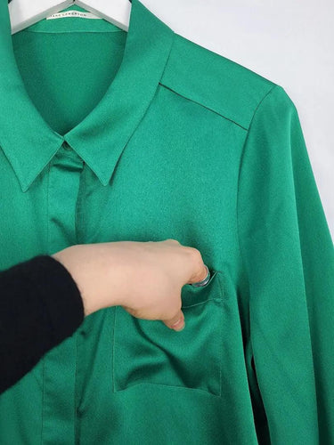 Jane Lamerton Vibrant Satin Button-up Shirt Size 14 by SwapUp-Online Second Hand Store-Online Thrift Store