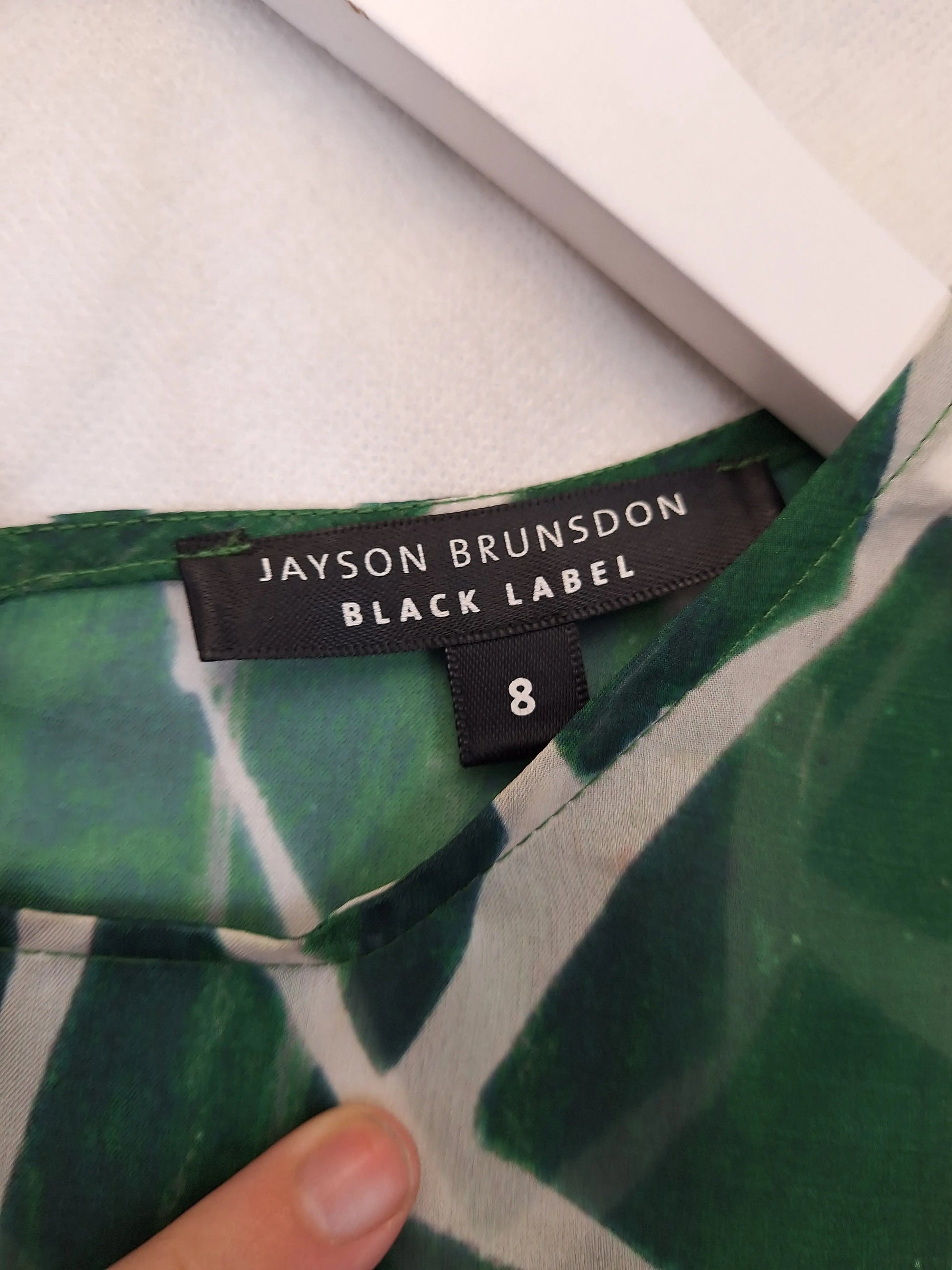 Jayson Brunsdon Sheer Green Geometric Blouse Size 8 by SwapUp-Online Second Hand Store-Online Thrift Store