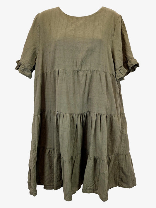Jeanswest Graceful Sage Smock Mini Dress Size 12 by SwapUp-Online Second Hand Store-Online Thrift Store