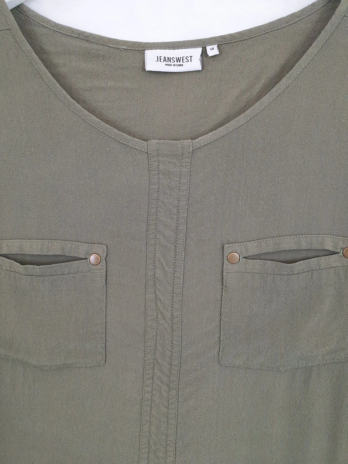 Jeanswest Khaki Pocket Top Size 14 by SwapUp-Online Second Hand Store-Online Thrift Store