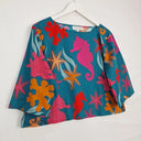 Jericho Road Teal Under The Sea Boxy Top Size 16 by SwapUp-Online Second Hand Store-Online Thrift Store