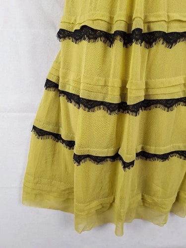 Johnston Bell Mustard Mesh Lacey Mini Dress Size 8 by SwapUp-Online Second Hand Store-Online Thrift Store