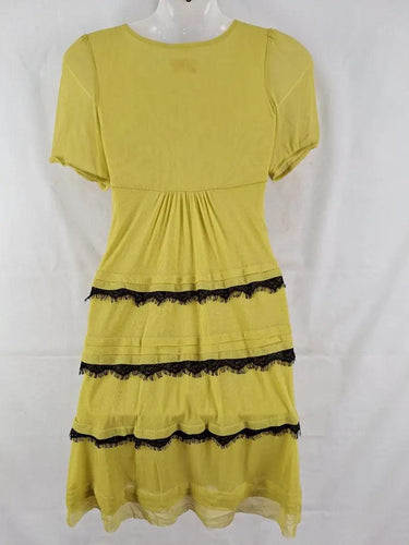 Johnston Bell Mustard Mesh Lacey Mini Dress Size 8 by SwapUp-Online Second Hand Store-Online Thrift Store