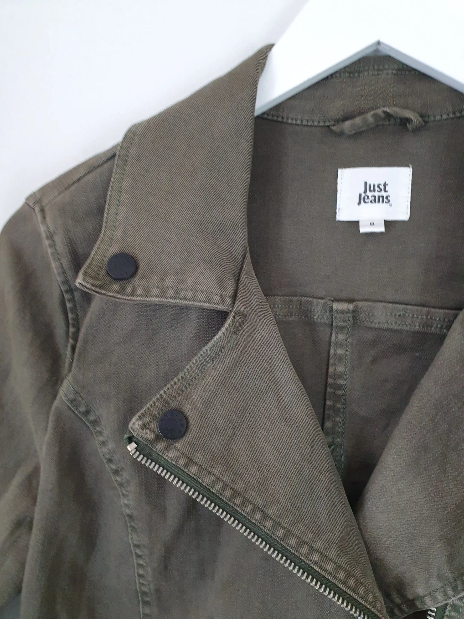 Just Jeans Denim Stretch Asymmetrical Biker  Jacket Size 8 by SwapUp-Online Second Hand Store-Online Thrift Store