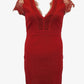 Karen Millen Burgundy Stretch Lace Detailed Mini Dress Size L by SwapUp-Online Second Hand Store-Online Thrift Store
