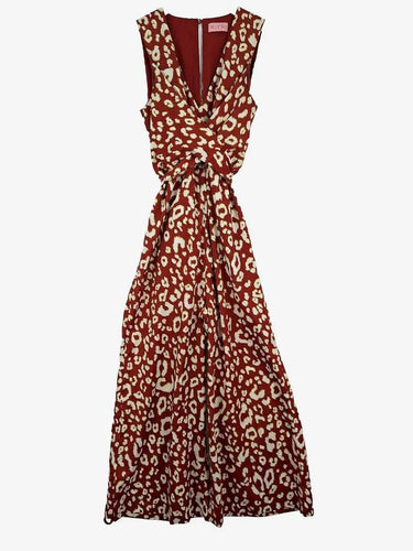 Kitri Cinnamon Cheetah Wrap Around Jumpsuit Size 6 by SwapUp-Online Second Hand Store-Online Thrift Store