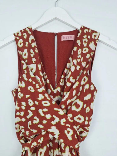 Kitri Cinnamon Cheetah Wrap Around Jumpsuit Size 6 by SwapUp-Online Second Hand Store-Online Thrift Store