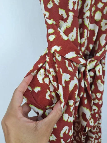 Kitri Cinnamon Cheetah Wrap Around Jumpsuit Size 6 by SwapUp-Online Second Hand Store-Online Thrift Store