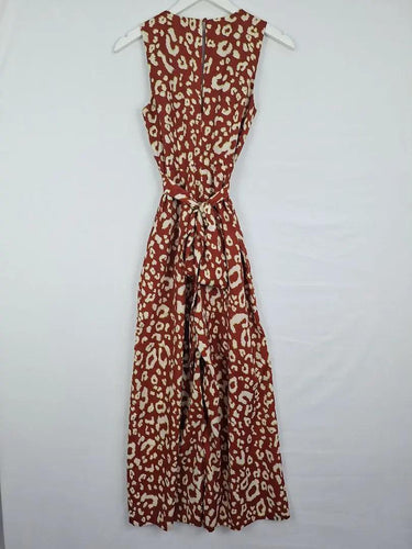 Kitri Cinnamon Cheetah Wrap Around Jumpsuit Size 6 by SwapUp-Online Second Hand Store-Online Thrift Store