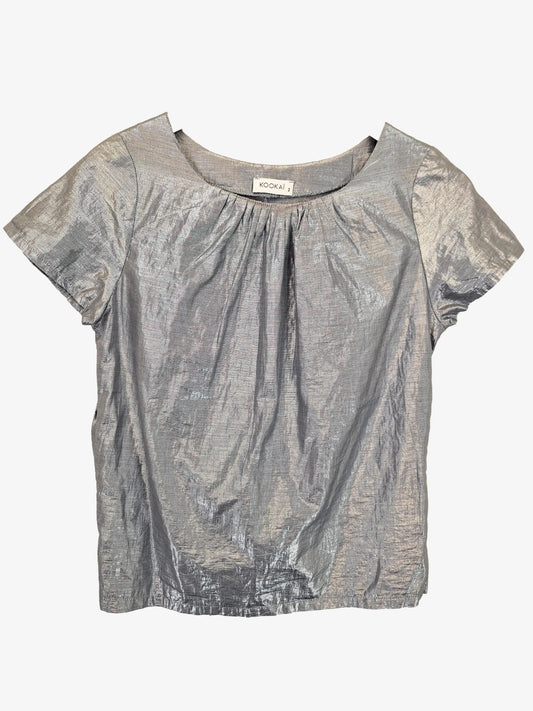 Kookai Gathered Neck Metallic Top Size M by SwapUp-Online Second Hand Store-Online Thrift Store