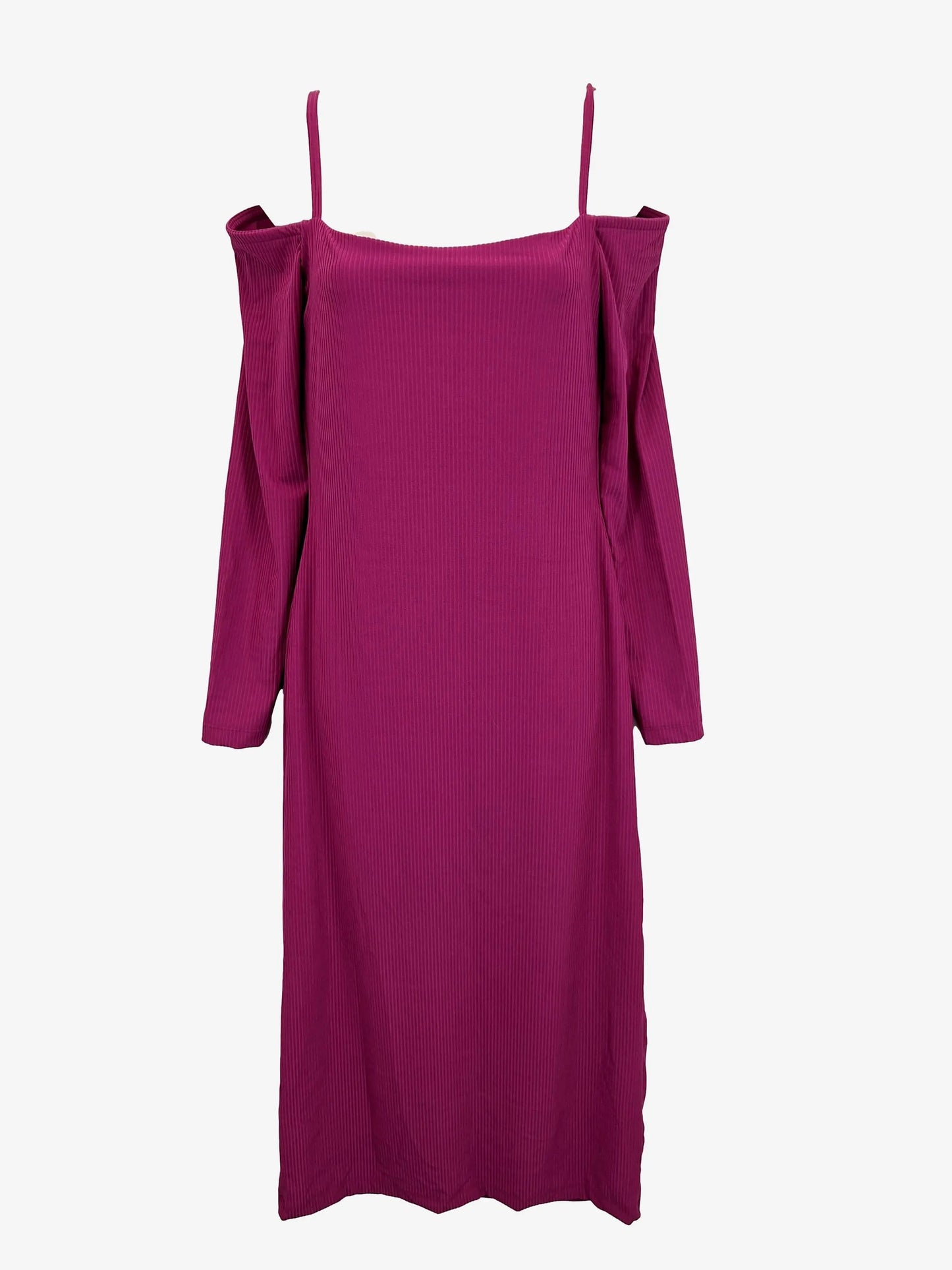 Kookai Ribbed Cut Out Shoulder Midi Dress Size 8 by SwapUp-Online Second Hand Store-Online Thrift Store