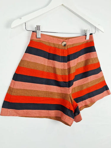 Kookai Striped Linen High-waisted Shorts Size 6 by SwapUp-Online Second Hand Store-Online Thrift Store