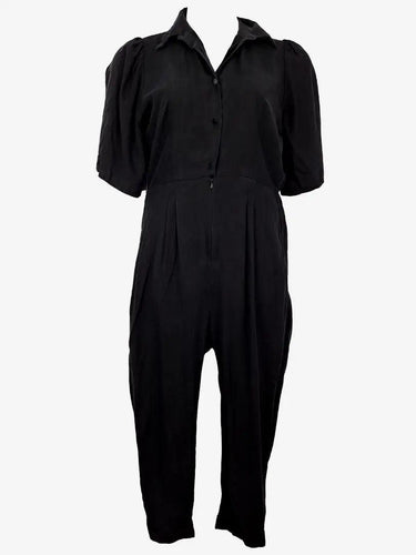 Kuwaii Relaxed Black Collared Jumpsuit Size 10 by SwapUp-Online Second Hand Store-Online Thrift Store