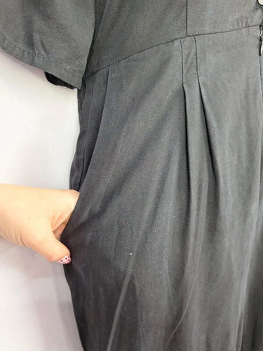Kuwaii Relaxed Black Collared Jumpsuit Size 10 by SwapUp-Online Second Hand Store-Online Thrift Store