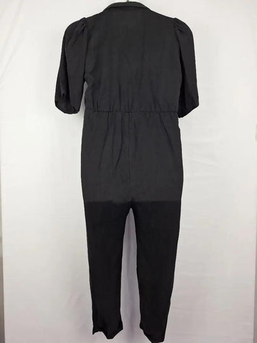 Kuwaii Relaxed Black Collared Jumpsuit Size 10 by SwapUp-Online Second Hand Store-Online Thrift Store