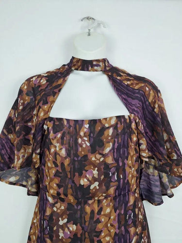 Laagam Abstract Purple Chest Cut Out Dress Size XL by SwapUp-Online Second Hand Store-Online Thrift Store