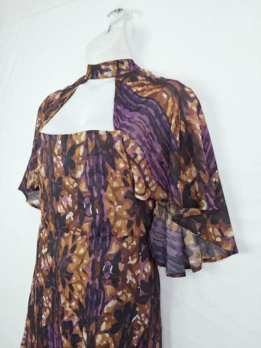 Laagam Abstract Purple Chest Cut Out Dress Size XL by SwapUp-Online Second Hand Store-Online Thrift Store