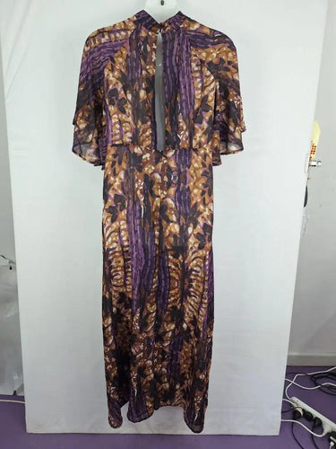 Laagam Abstract Purple Chest Cut Out Dress Size XL by SwapUp-Online Second Hand Store-Online Thrift Store