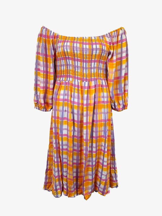Label Of Love Off The Shoulder Checked Midi Dress Size L by SwapUp-Online Second Hand Store-Online Thrift Store