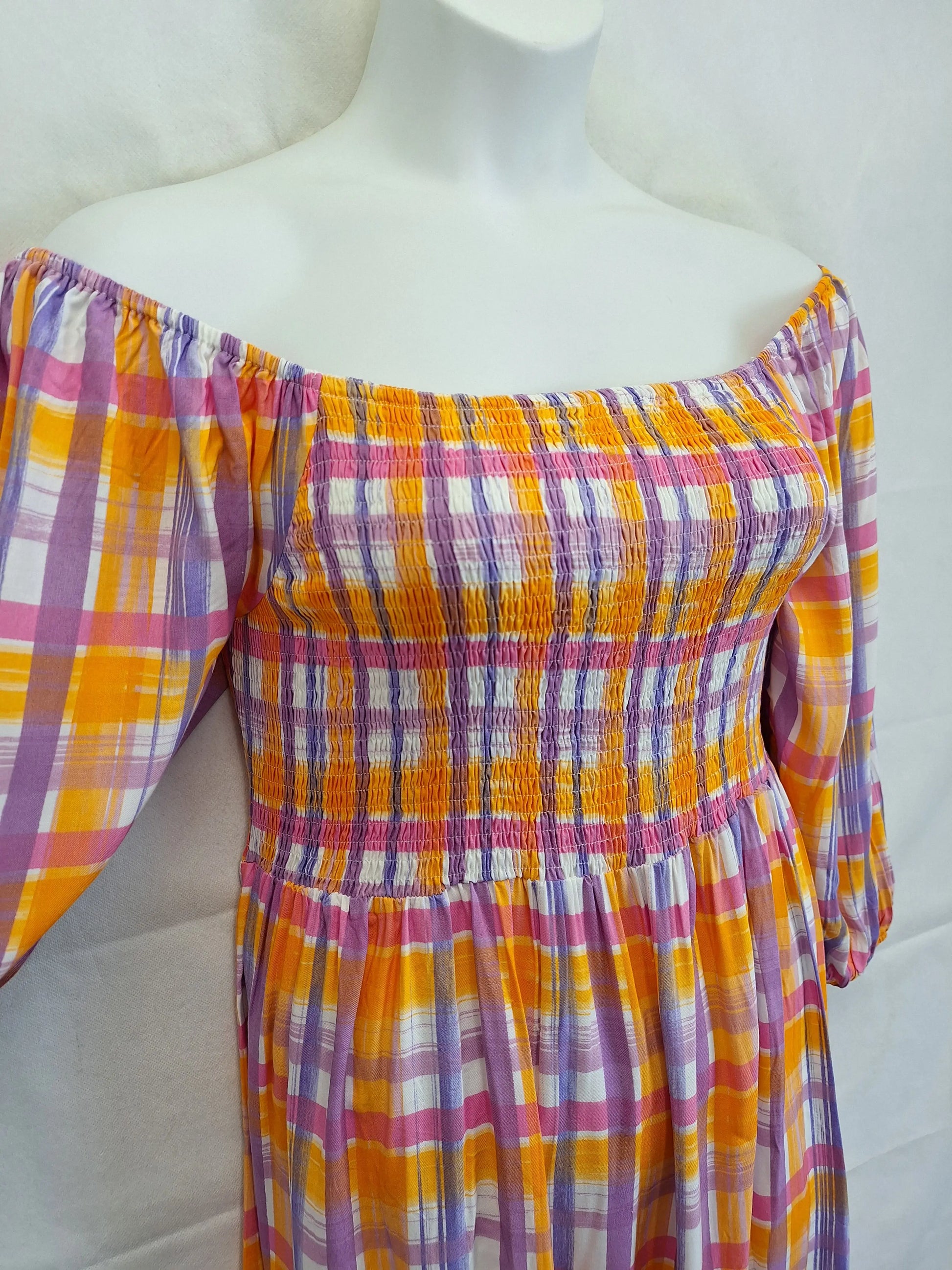 Label Of Love Off The Shoulder Checked Midi Dress Size L by SwapUp-Online Second Hand Store-Online Thrift Store