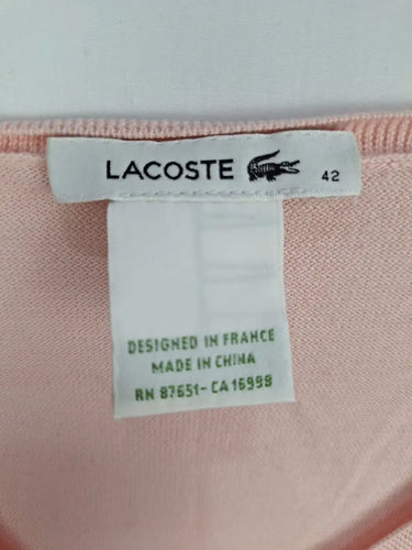 Lacoste Baby Pink Staple V-Neck Jumper Size L by SwapUp-Online Second Hand Store-Online Thrift Store