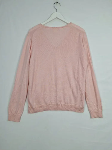Lacoste Baby Pink Staple V-Neck Jumper Size L by SwapUp-Online Second Hand Store-Online Thrift Store