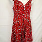 Lady Vintage Retro Inspired Crimson Floral Midi Dress Size 16 by SwapUp-Online Second Hand Store-Online Thrift Store