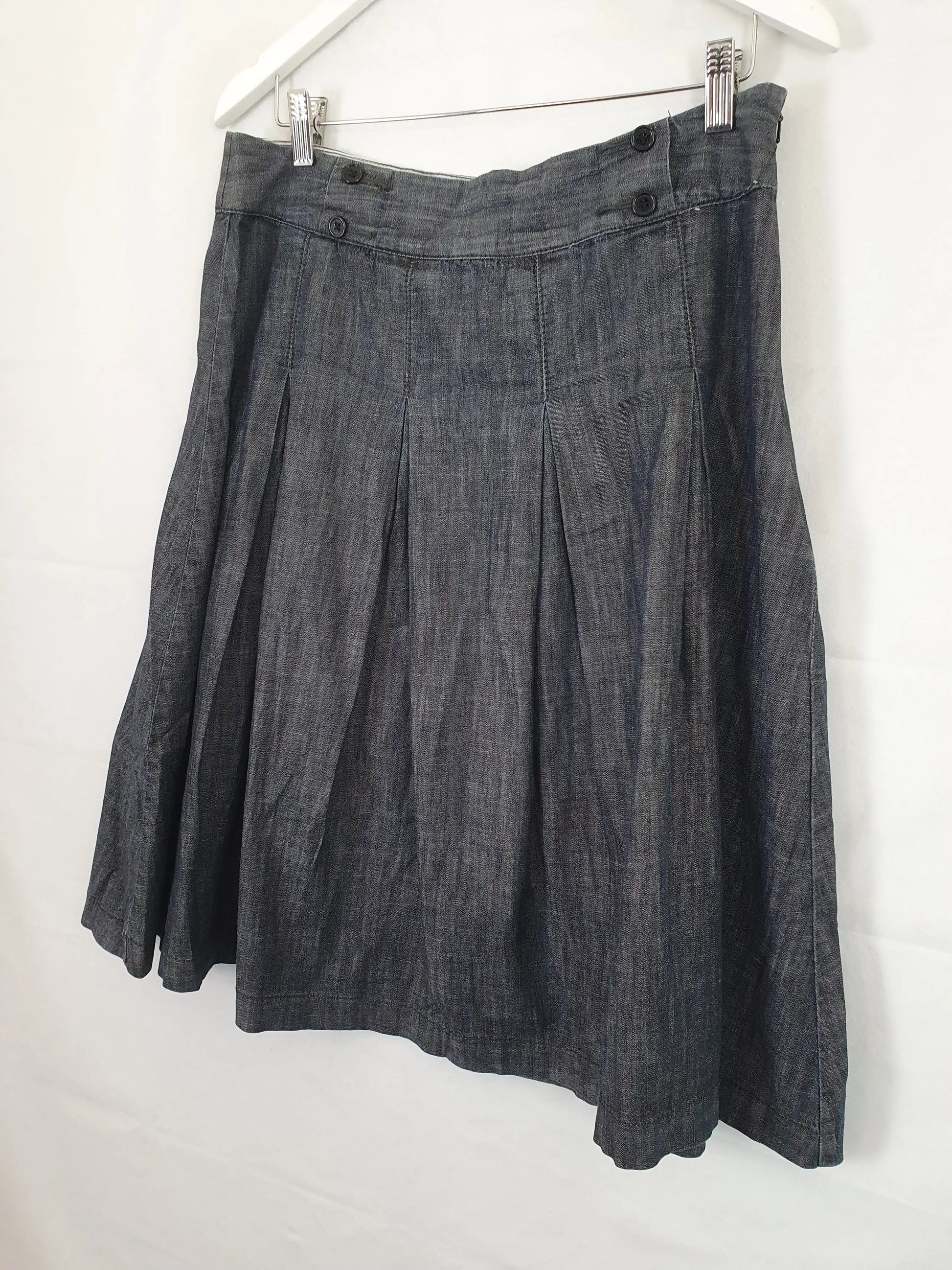 Laura Ashley Pleated Denim Midi Skirt Size 10 by SwapUp-Online Second Hand Store-Online Thrift Store