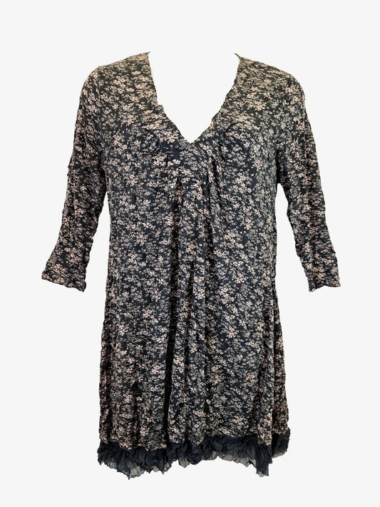 Lauren Vidal Mesh Trimmed Floral Mini Dress Size M by SwapUp-Online Second Hand Store-Online Thrift Store