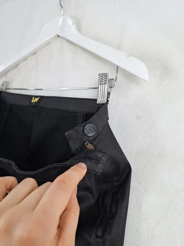 Second-Hand - Lee Black Waxed Mini Skirt Size 14 - SwapUp