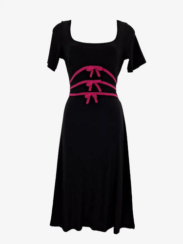 Leona Edmiston Magenta Bow Fitted Midi Dress Size M by SwapUp-Online Second Hand Store-Online Thrift Store