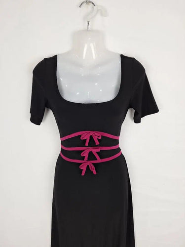 Leona Edmiston Magenta Bow Fitted Midi Dress Size M by SwapUp-Online Second Hand Store-Online Thrift Store